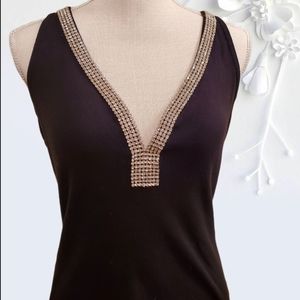 Black Sexy Tank with Rhinestones Medium